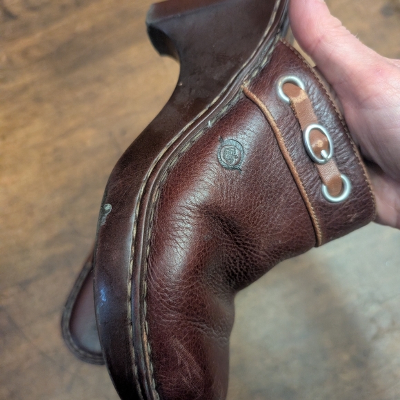 Born Women's Dark Brown Leather Slip-On Clogs Size 8 - Picture 6 of 10
